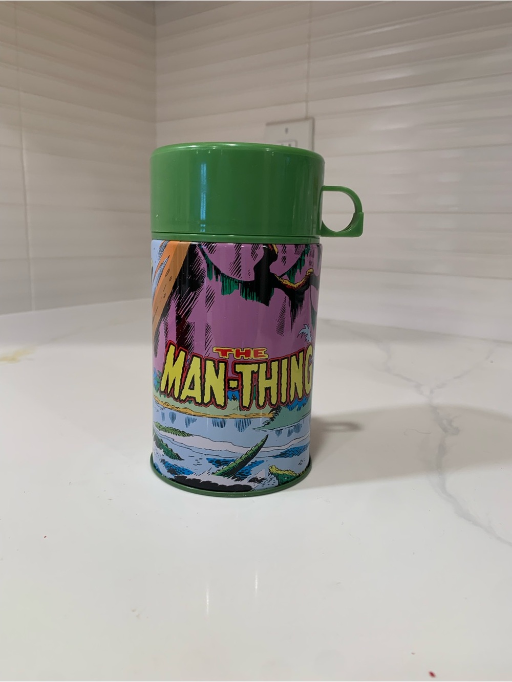 Marvel The Man Thing Green Comic Thermos